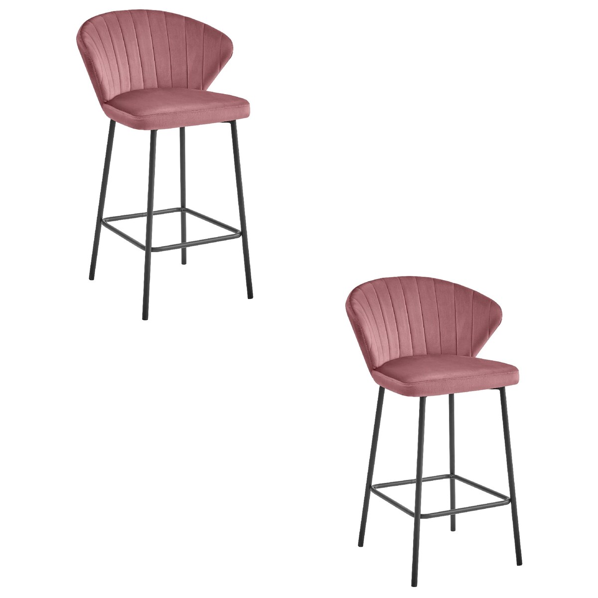 Hoker Do Jadalni Kuchni Baru Wysoki Gatta - Ciemny Róż Aksamit / Nogi Czarne X 2