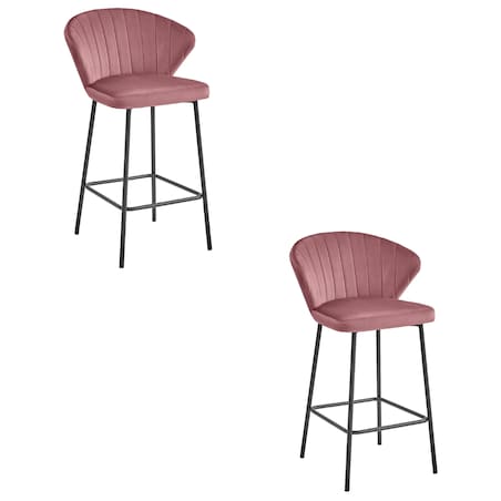 Hoker Do Jadalni Kuchni Baru Wysoki Gatta - Ciemny Róż Aksamit / Nogi Czarne X 2