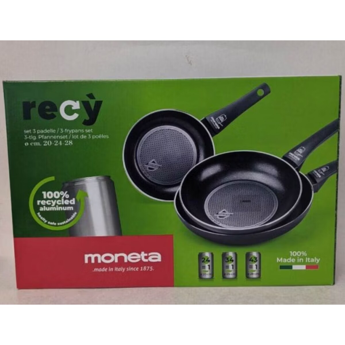 Zestaw 3 patelni Recy, 20 cm, 24 cm i 28 cm, Moneta