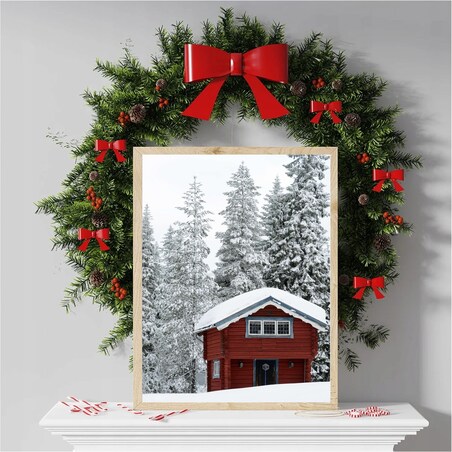 Poster Story, Plakat, Obraz - Zimowy Domek, wymiary 21 x 30 cm