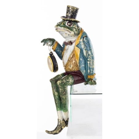 Dekoracja - figurka Żabi elegant z zegarkiem 36x15x15 cm FROGG siedzący