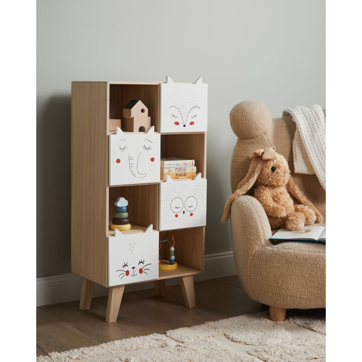 Regał 4 półki jasne drewno TUPELO