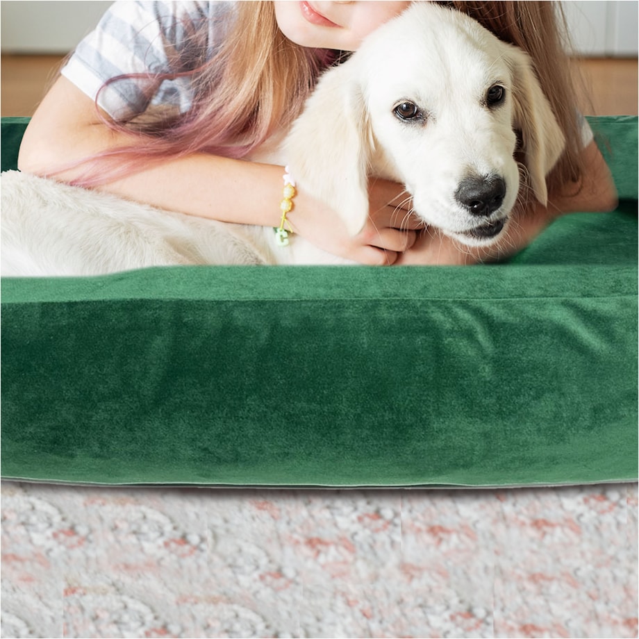 Legowisko Dla Psa Kanapa Posłanie Welurowe 90X75 Cm Prestiżowe Zielone