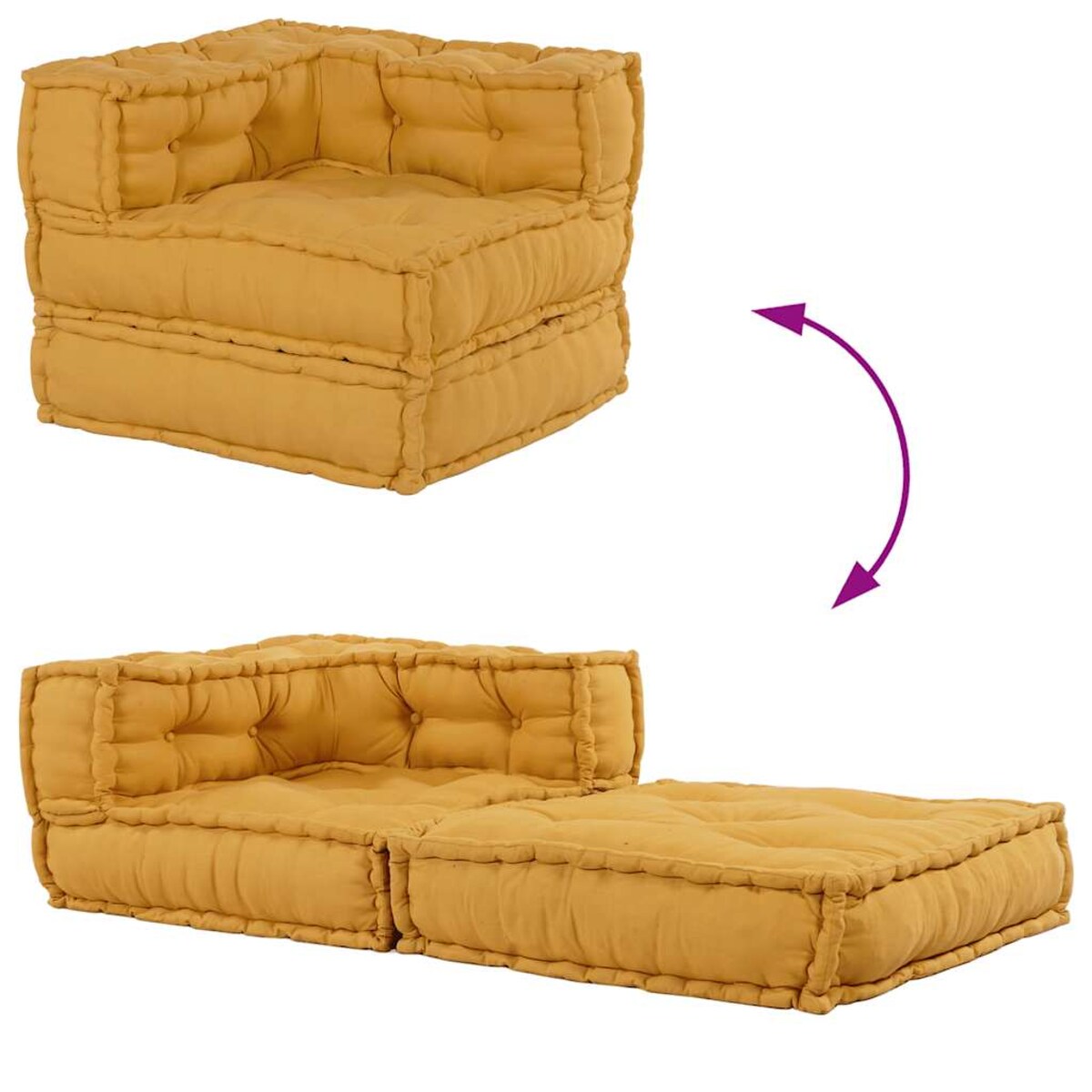 vidaXL Modułowa sofa, żółty, 70x70x54, tkanina