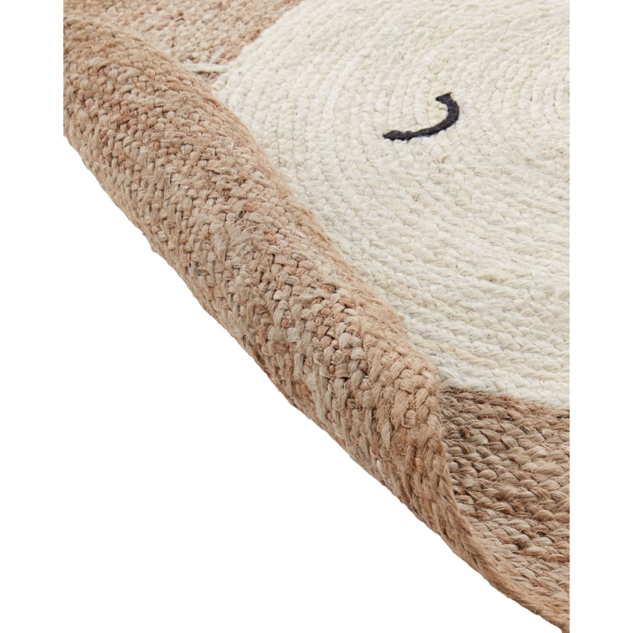 Dywan dziecięcy okrągły z juty miś 120 cm beżowy KOVU