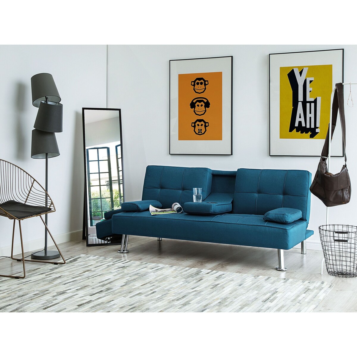 Sofa rozkładana dla 3 osób ROXEN Niebieski