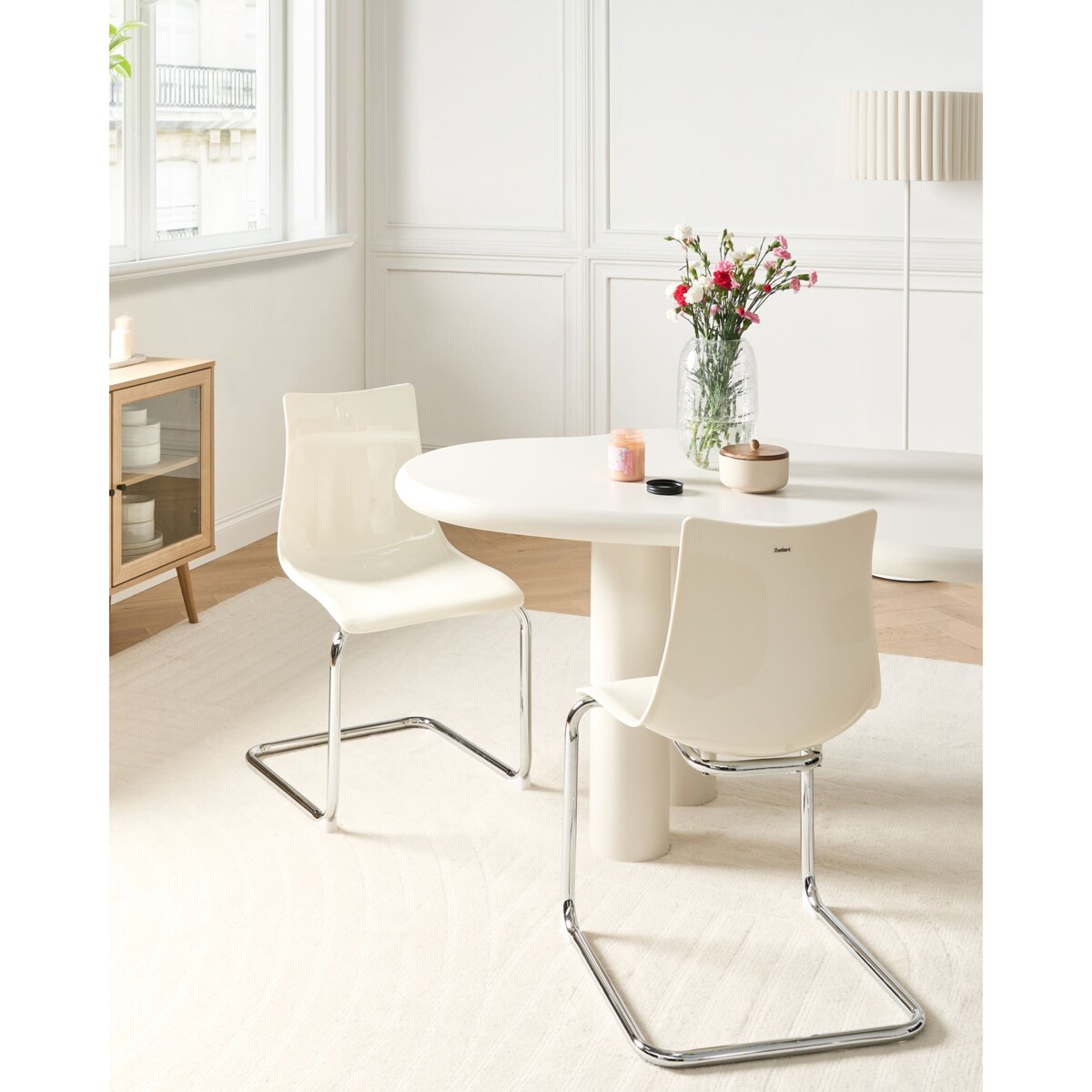 Zestaw 2 krzeseł do jadalni MARSHALL Złamana biel