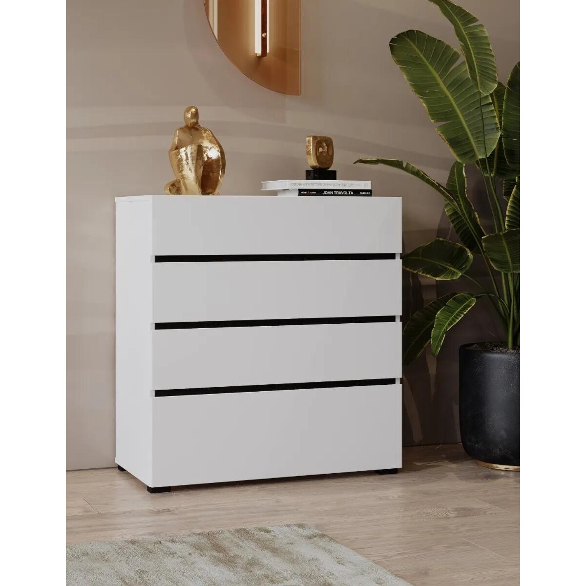 Komoda CROSS 4S 80cm biała/czarna
