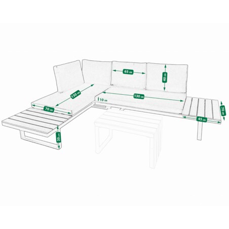 Modułowy zestaw mebli ogrodowych z aluminium