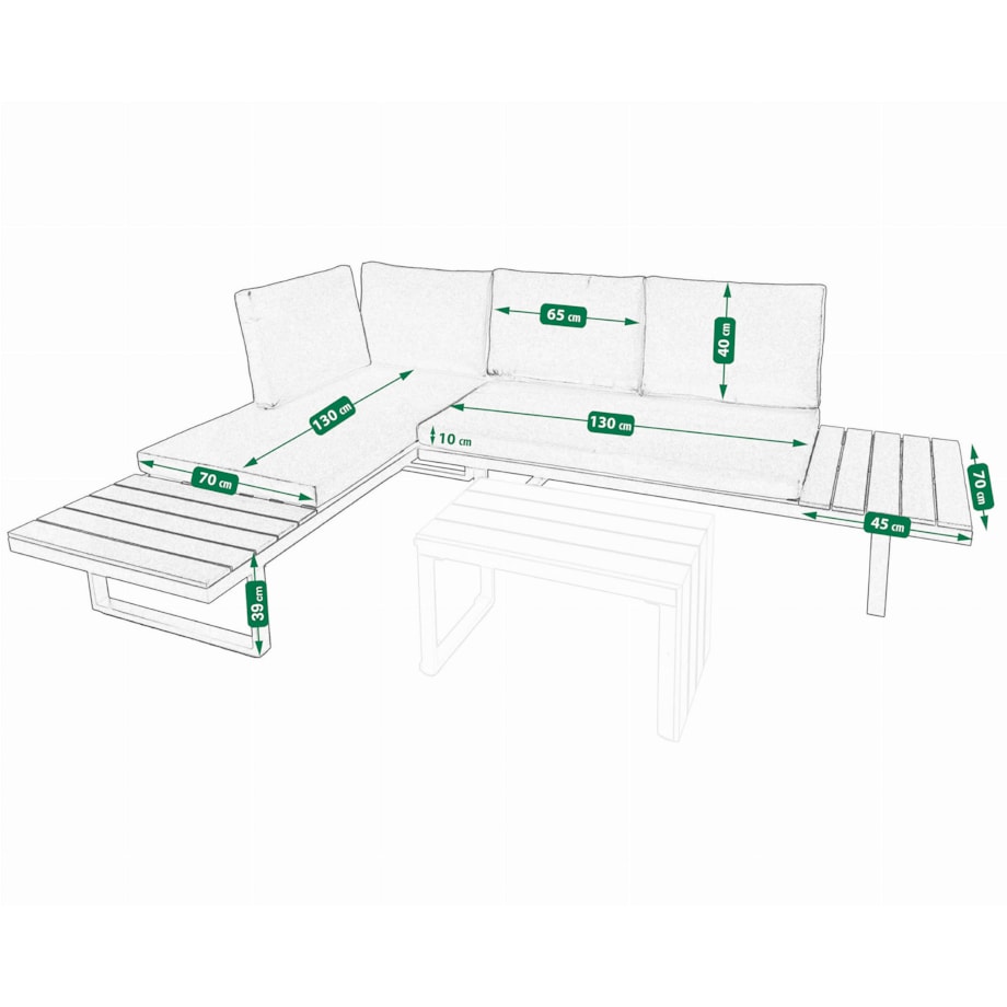 Modułowy zestaw mebli ogrodowych z aluminium