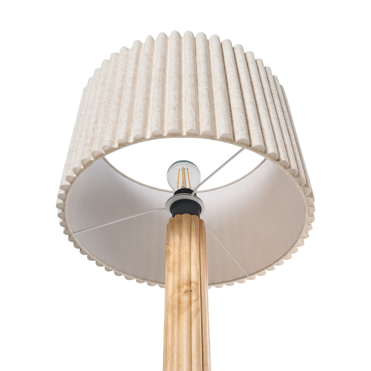 Lampa podłogowa BELESSA Drewno kauczukowe Jasnobeżowy