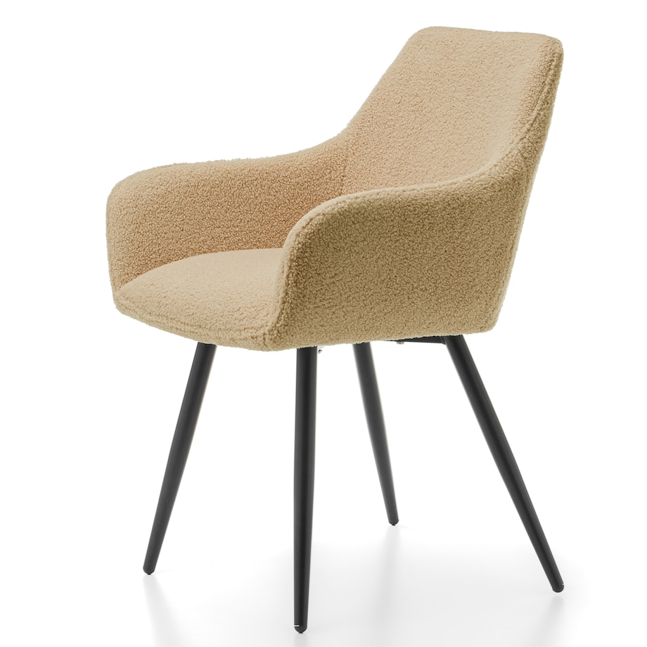 KRZESŁO TAPICEROWANE PIKOWANE TKANINA BOUCLE TEDDY BUKLA BEŻ