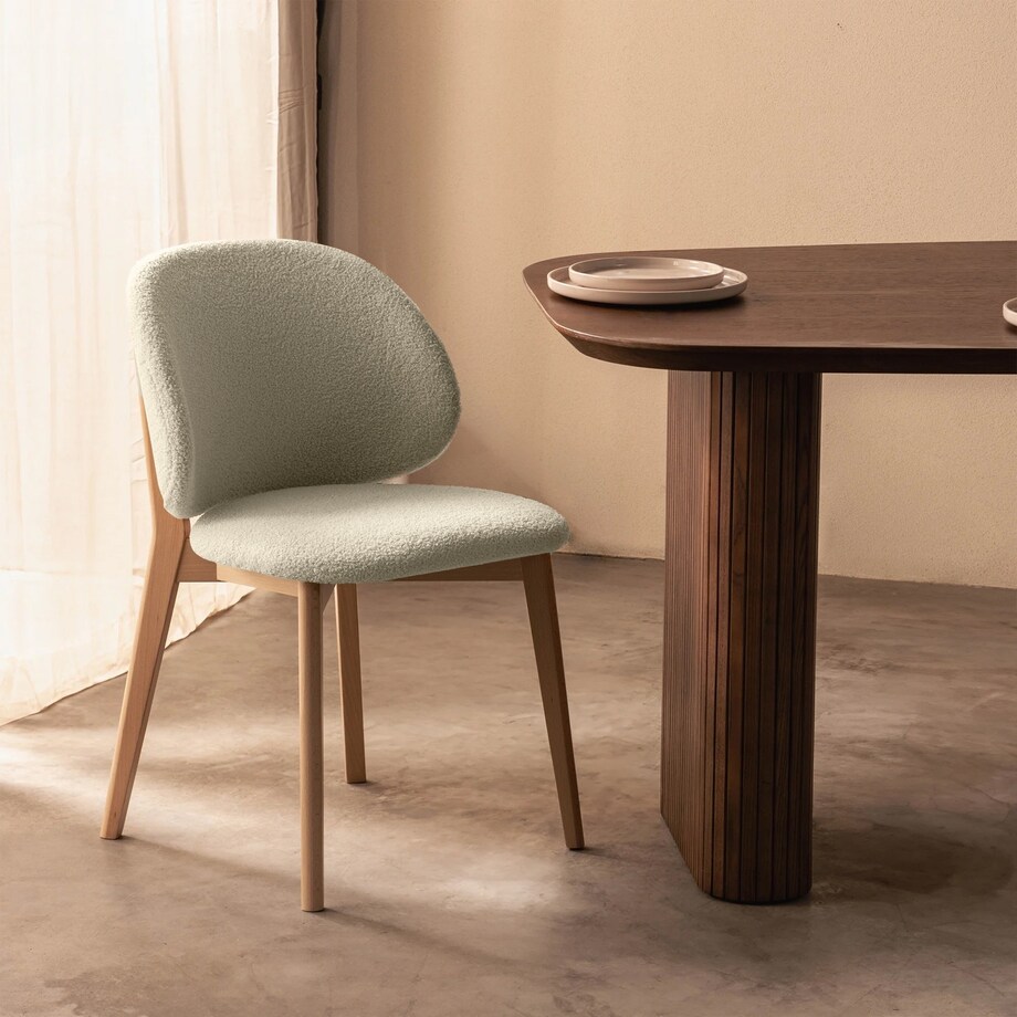 Krzesło SELMA -IV kremowe/buk/boucle 79x48x48 cm