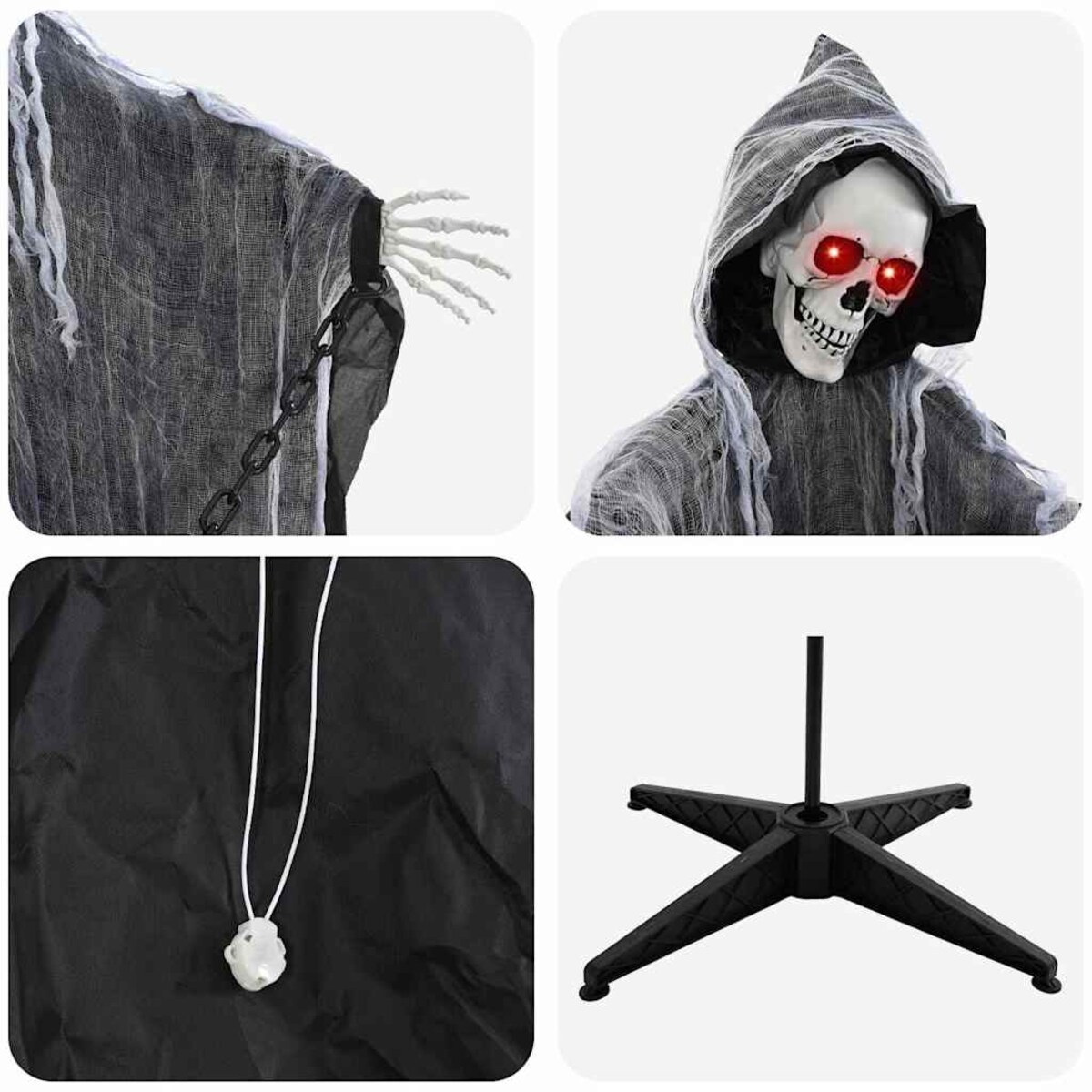 vidaXL Halloween Grim Reaper Czarny 60 x 60 x 155 cm Poliester