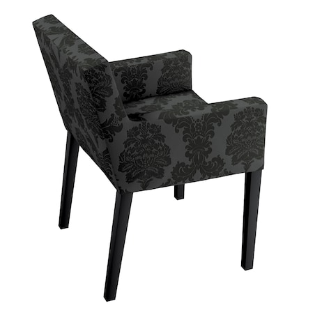 Pokrowiec na krzesło Nils, czarne liście akantu na grafitowym tle, krzesło Nils, Damasco
