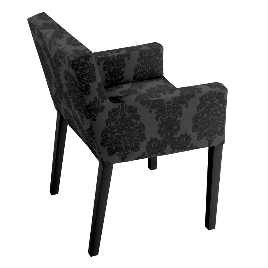 Pokrowiec na krzesło Nils, czarne liście akantu na grafitowym tle, krzesło Nils, Damasco