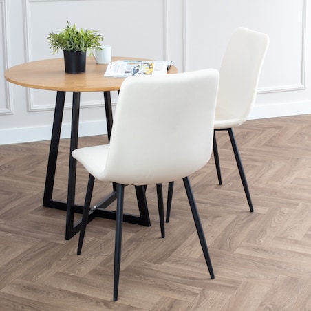 Krzesło tapicerowane klasyczne do salonu jadalni welurowe beżowe gładkie