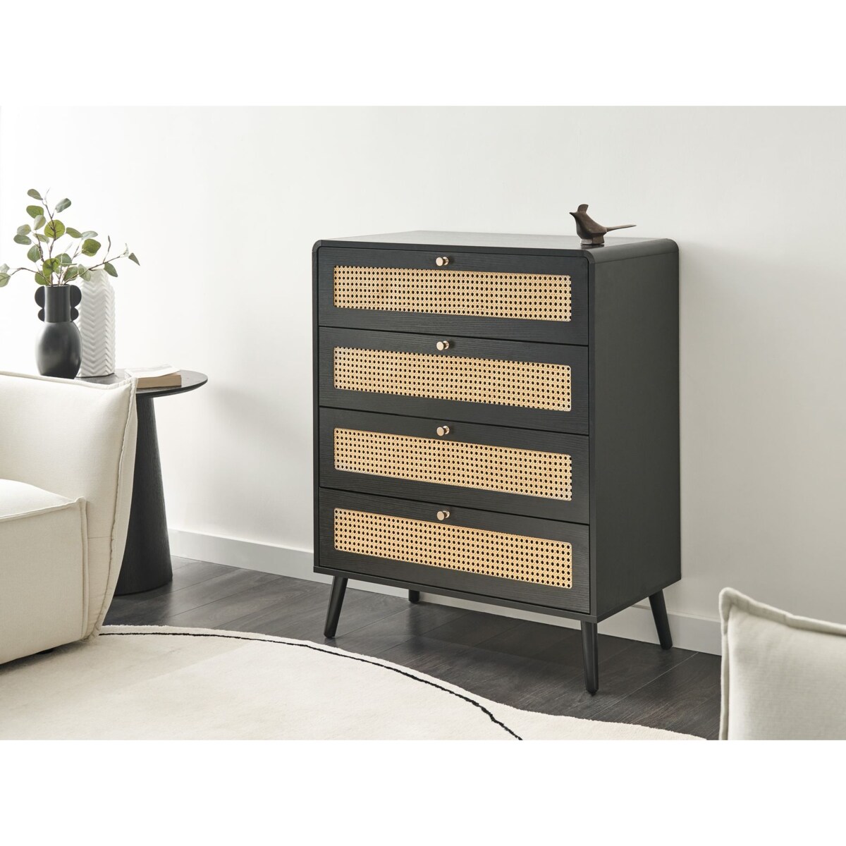 Komoda 4 szuflady MOURA Czarny