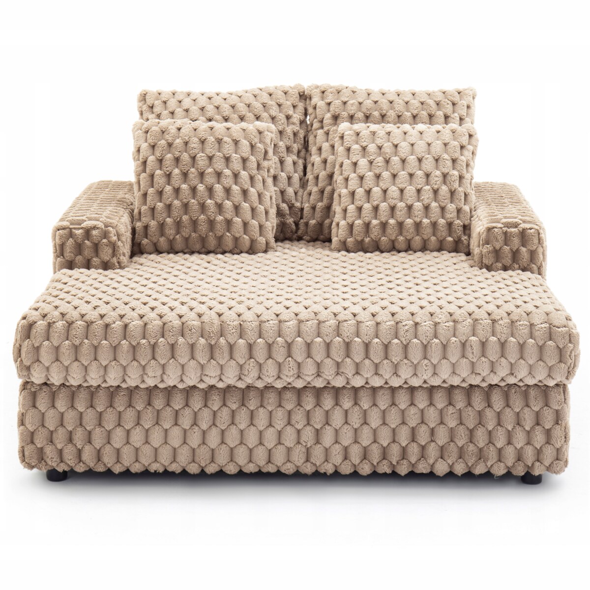 Fotel Wypoczynkowy Kanapa Sofa do Spania Salonu Welur Pluszowy KOBEL Beżowy