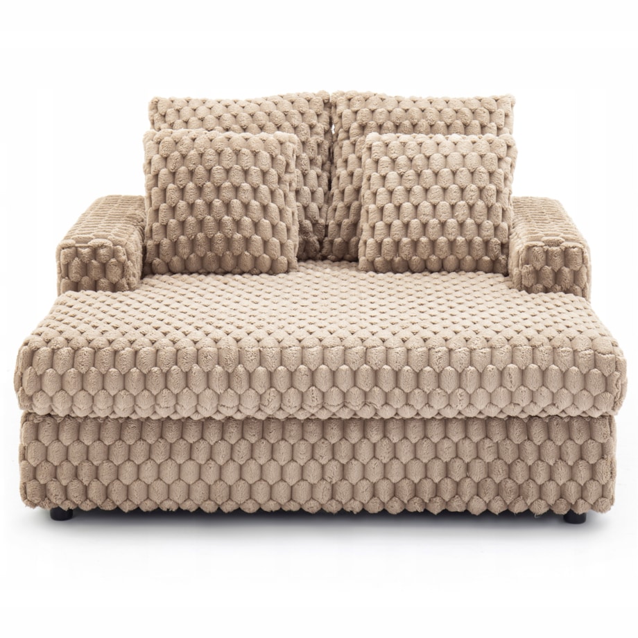 Fotel Wypoczynkowy Kanapa Sofa do Spania Salonu Welur Pluszowy KOBEL Beżowy