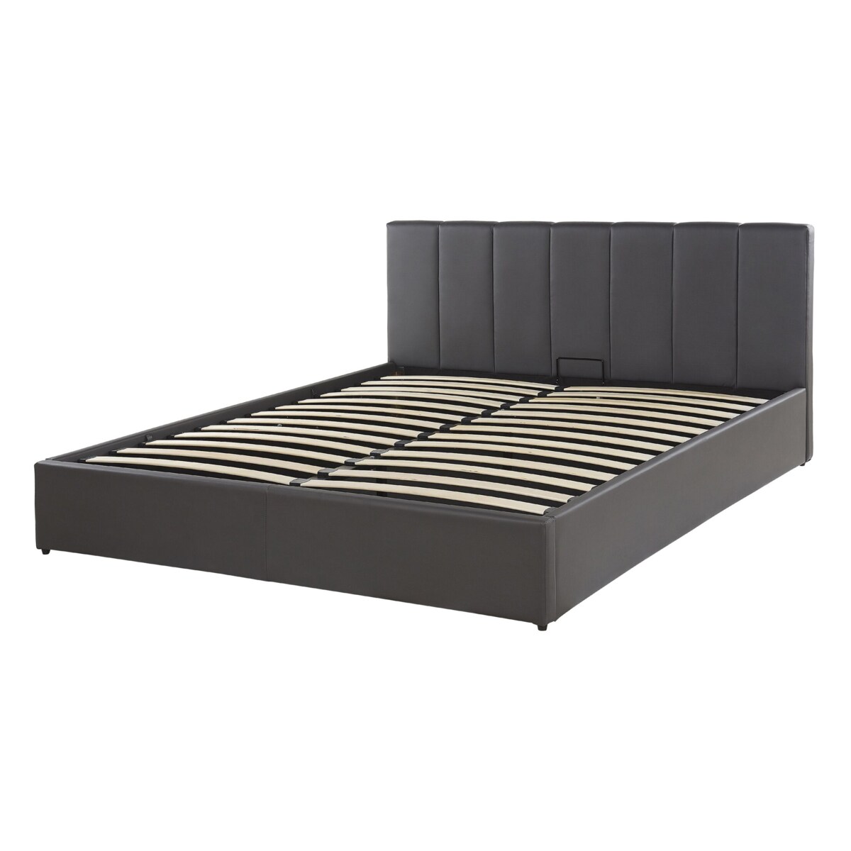 Łóżko z pojemnikiem Ekoskóra DREUX 140 x 200 cm Ciemnoszary