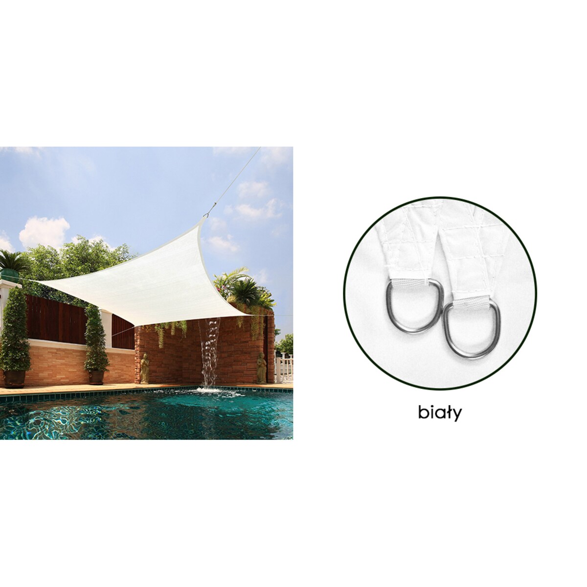 Żagiel Przeciwsłoneczny Ogrodowy Wodoodporny 3X3 M Ciemny Biały Zacieniacz