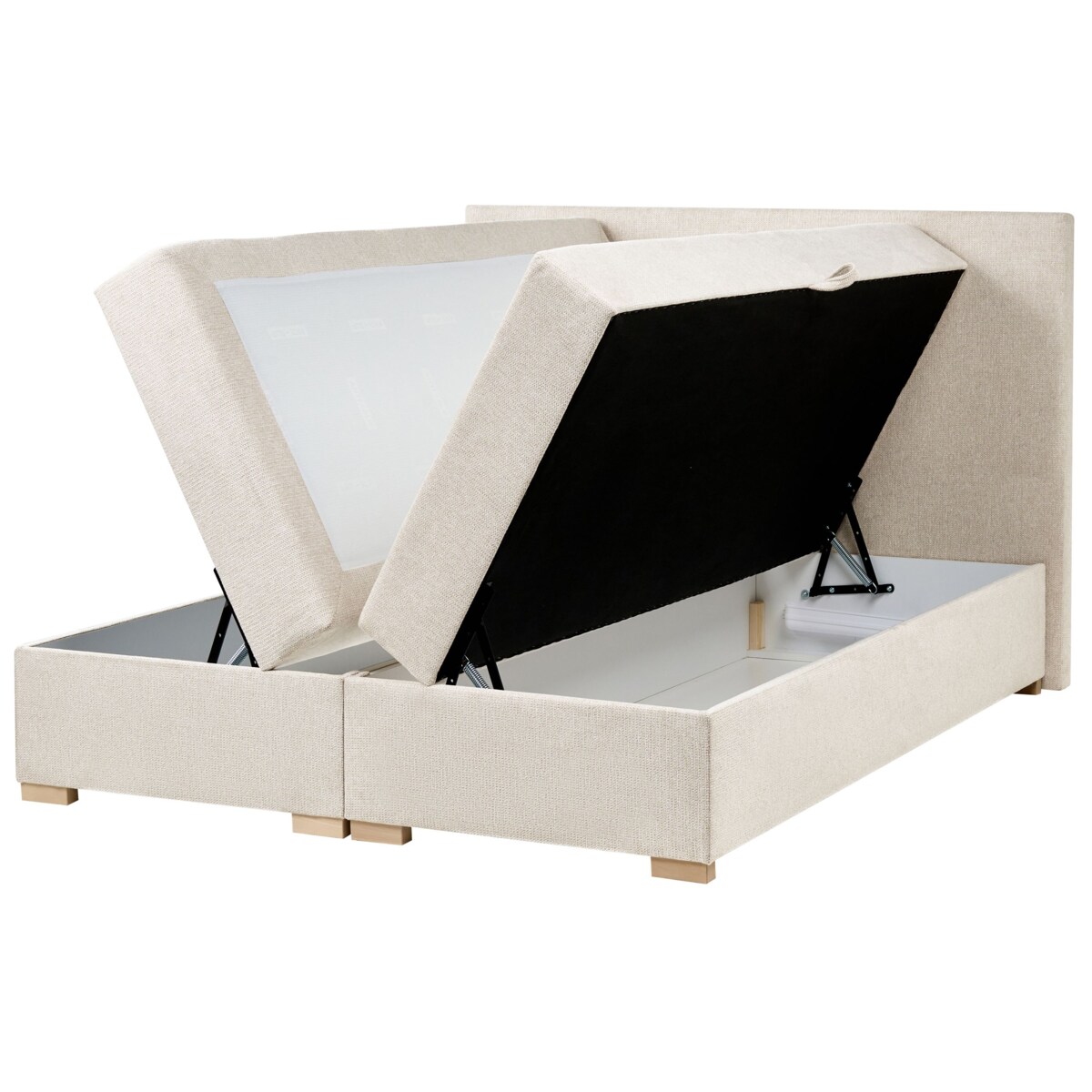 Łóżko kontynentalne z pojemnikiem MAJOR 140 x 200 cm Jasnobeżowy