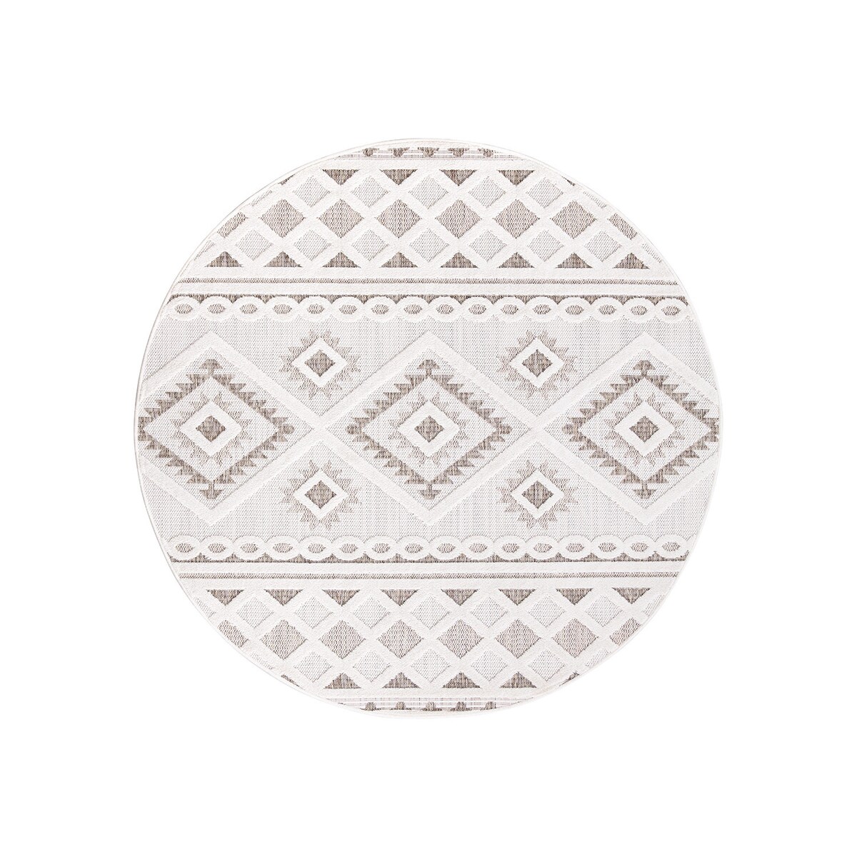 Dywan okrągły na zewnątrz i do wnętrz boho Sanori 4350 Krem 120x120