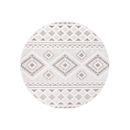 Dywan okrągły na zewnątrz i do wnętrz boho Sanori 4350 Krem 120x120