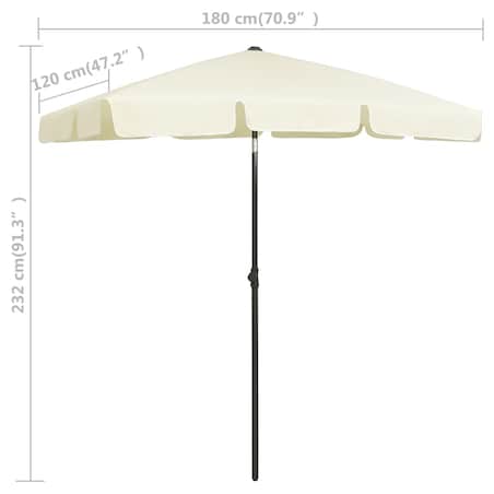 vidaXL Parasol plażowy, piaskowy żółty, 180x120 cm