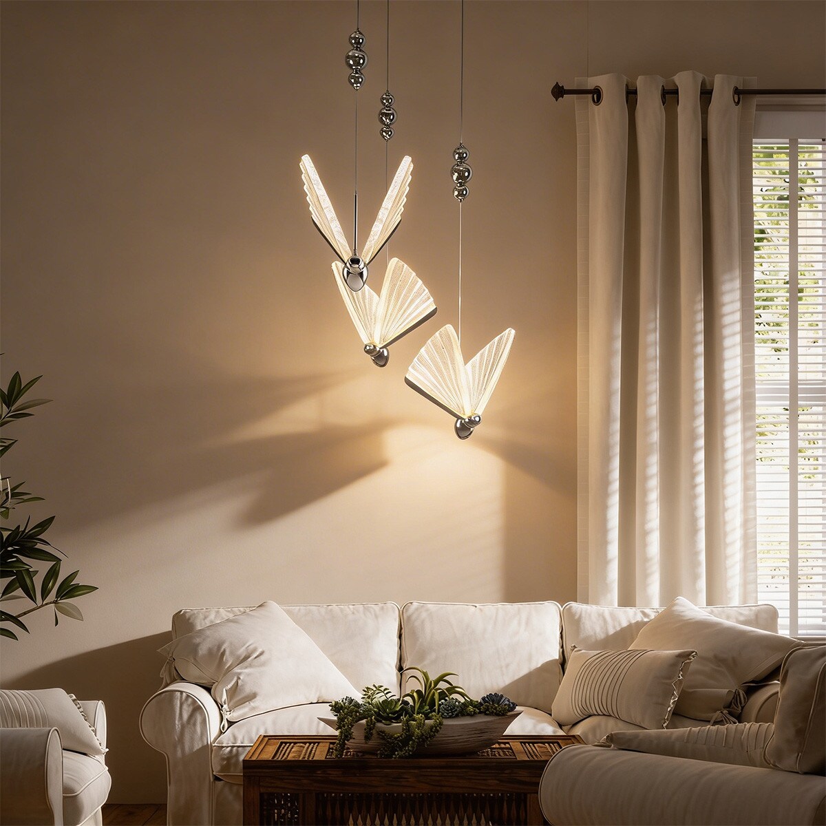 Lampa sufitowa wisząca Light Prestige Mariposa chrom LED CCT 3000, 4000, 6000 (regulowana) 1 szt.