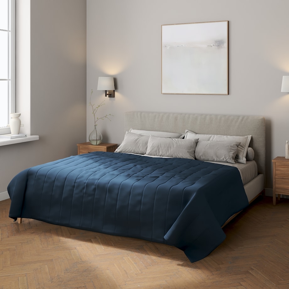 Narzuta pikowana w pasy 200x210 granatowy