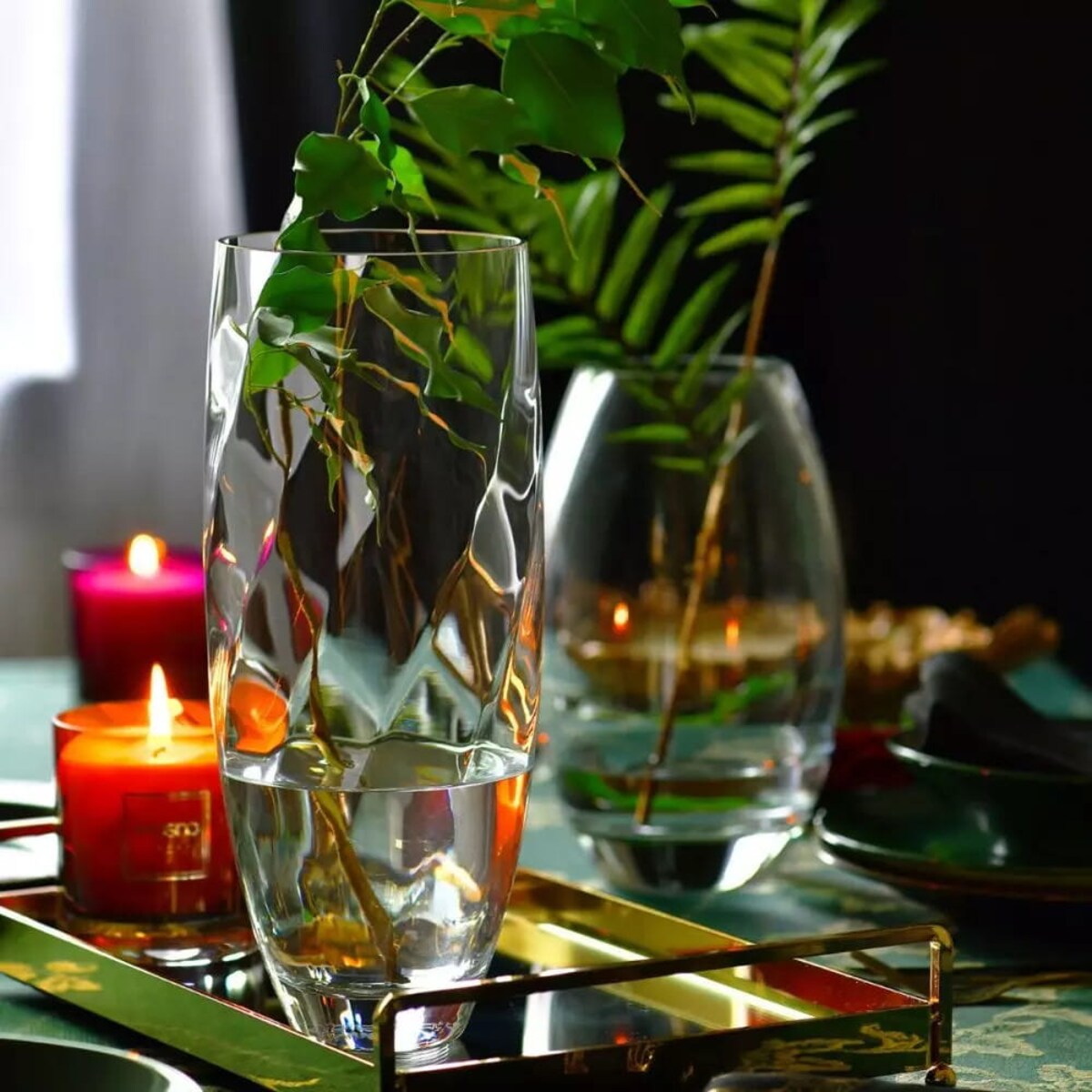 Krosno Wazon Szklany na Kwiaty Bukiety Flakon Romance Opti Przezroczysty