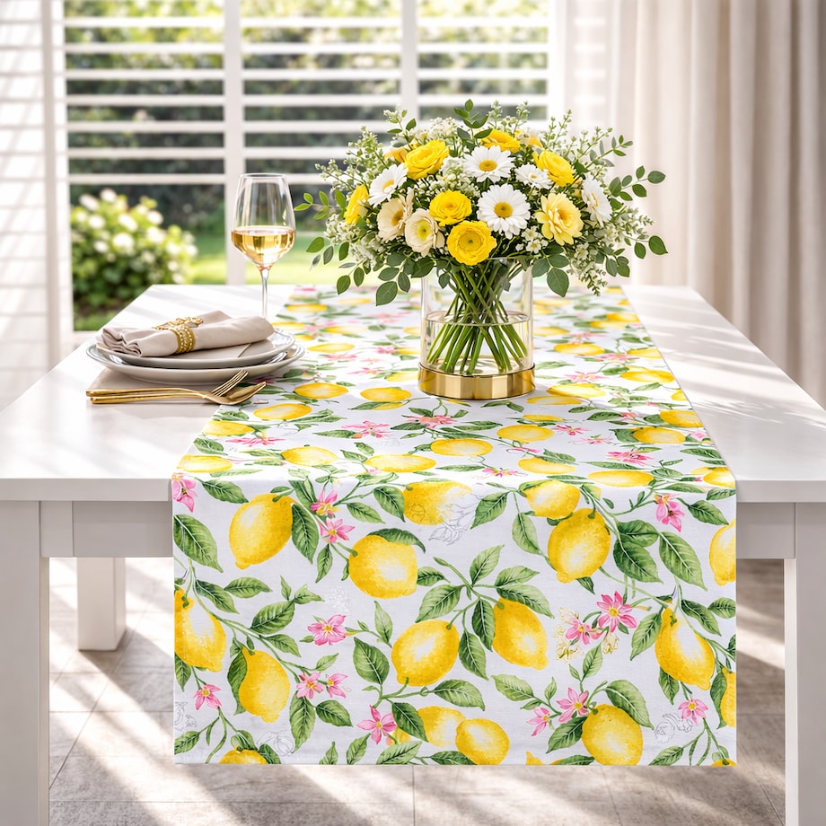 Bieżnik z motywem cytryn Lemonade – 50 × 220 cm