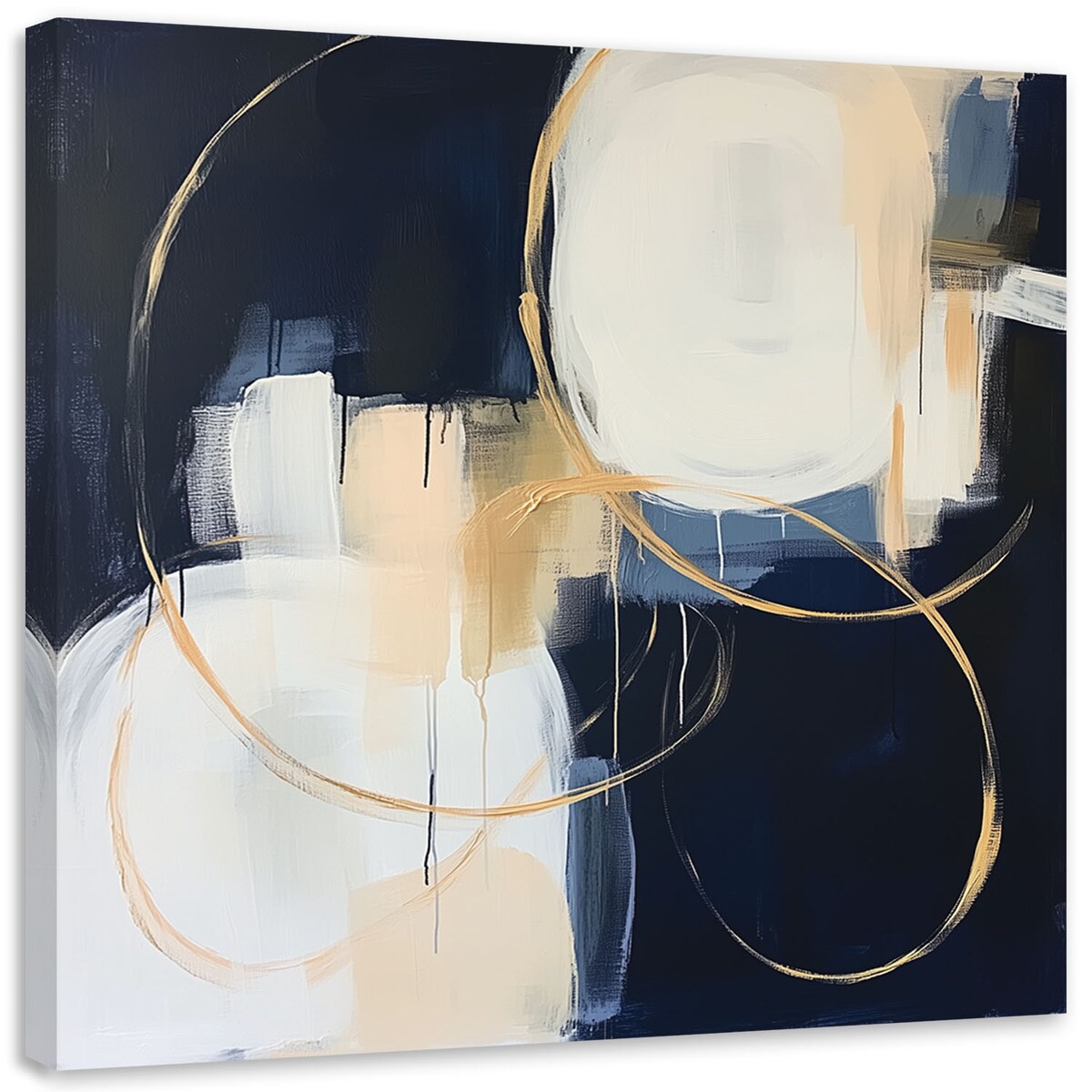 Feeby Obraz na płótnie, Abstrakcja niebieski złoty jak malowana 30x30