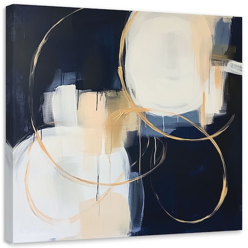 Feeby Obraz na płótnie, Abstrakcja niebieski złoty jak malowana 30x30