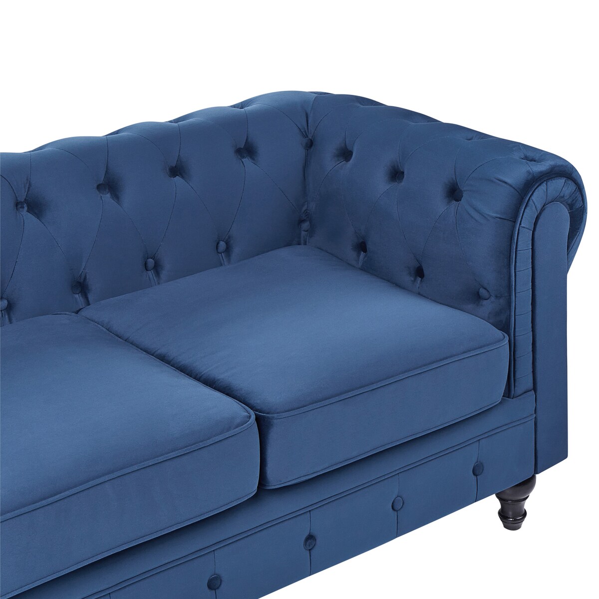 Sofa dla 3 osób CHESTERFIELD Welur Granatowy