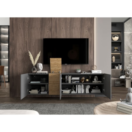 Wisząca Szafka RTV Komoda RTV Loft Grafit połysk 160 cm