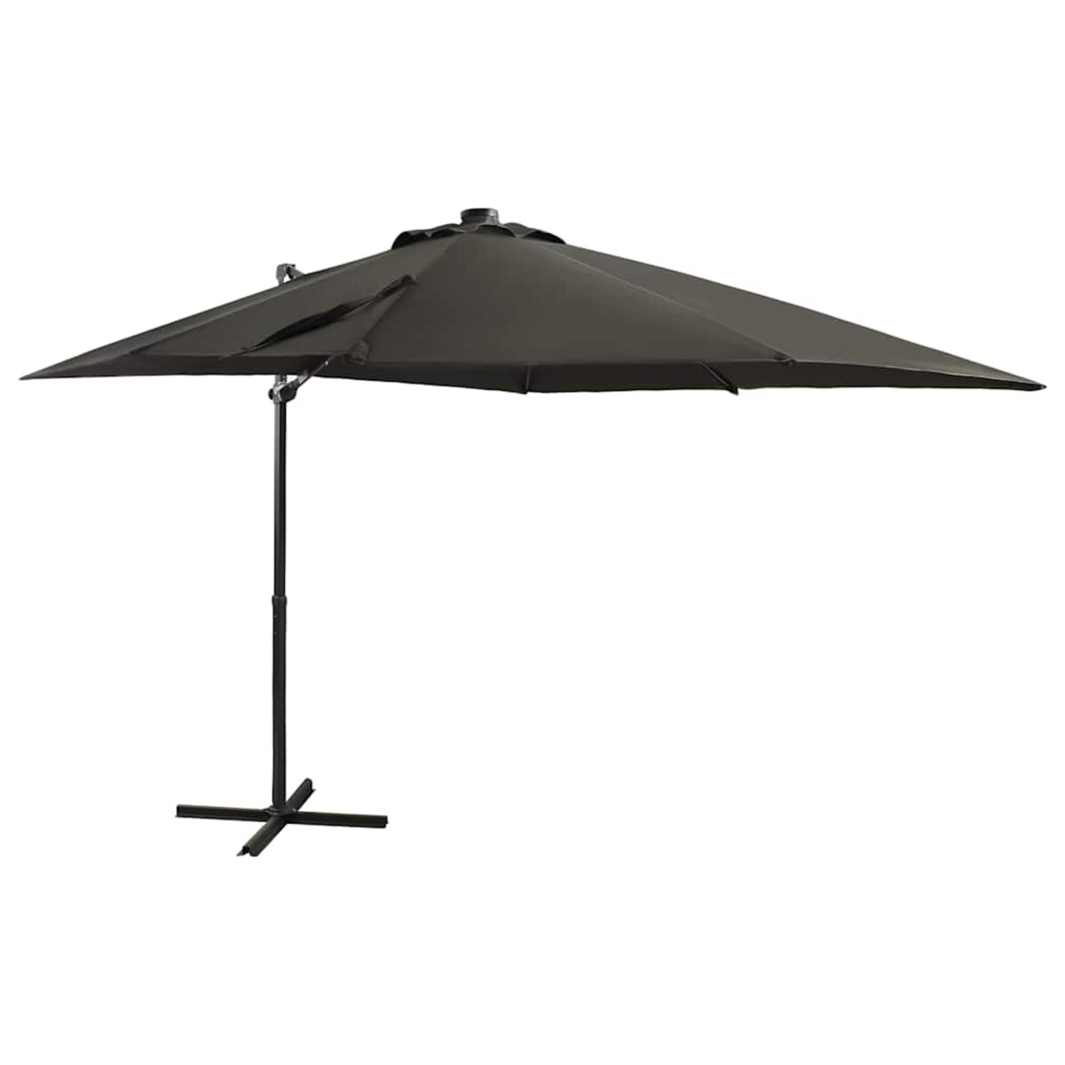 vidaXL Parasol wiszący z lampkami LED i słupkiem, antracytowy, 250 cm