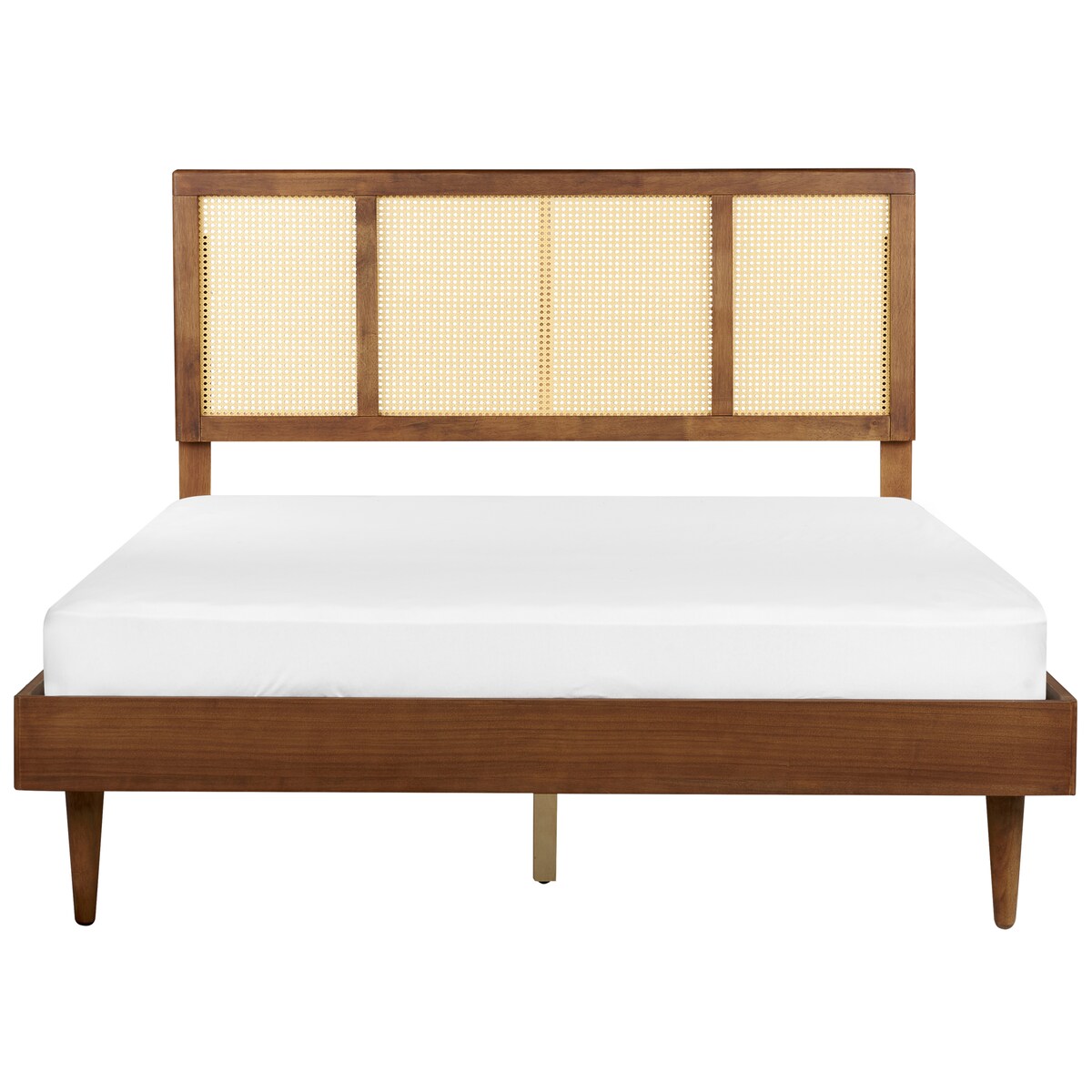 Łóżko LED Rattan AURAY 160 x 200 cm Brązowy