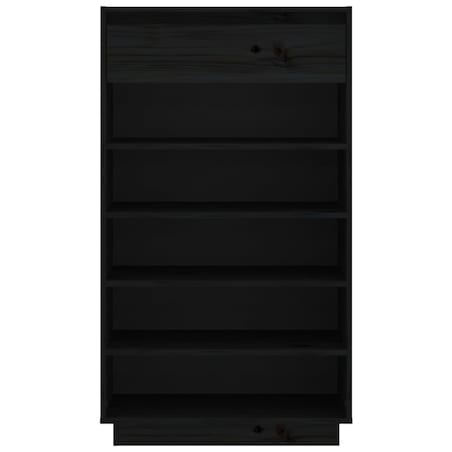 vidaXL Szafka na buty, czarna, 60x34x105 cm, lite drewno sosnowe