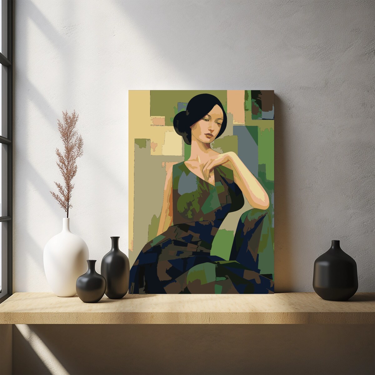 Malowanie po numerach, zestaw DIY – KOBIETA W ZIELENI 50x70 cm- Produkt PL