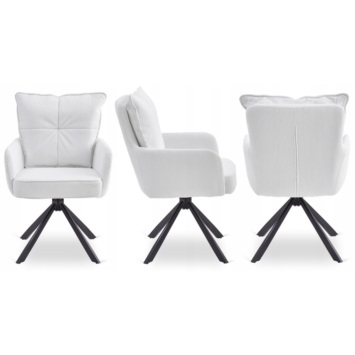 Krzesło Obrotowe Kubełkowe Tapicerowane Do Jadalni Sztruks Krem CITY