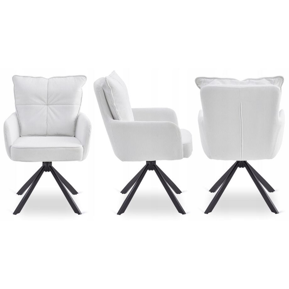 Krzesło Obrotowe Kubełkowe Tapicerowane Do Jadalni Sztruks Krem CITY