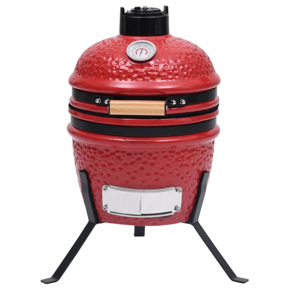 vidaXL Ceramiczny grill kamado z wędzarnią, 2-w-1, 56 cm, czerwony
