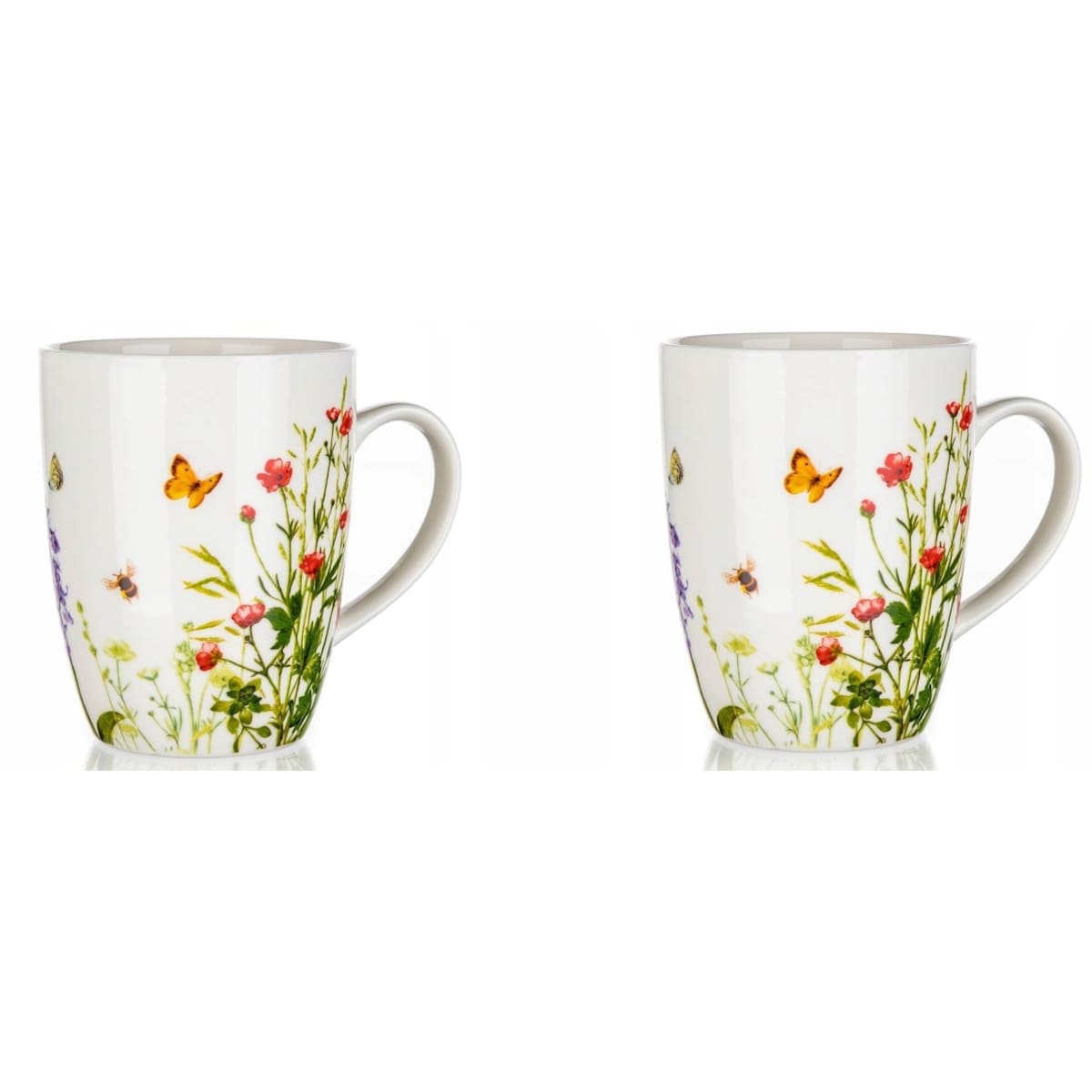 KUBEK W KWIATY ŁĄKA 2 x 310 ml NA NAPOJE KAWĘ HERBATĘ prezent upominek dar