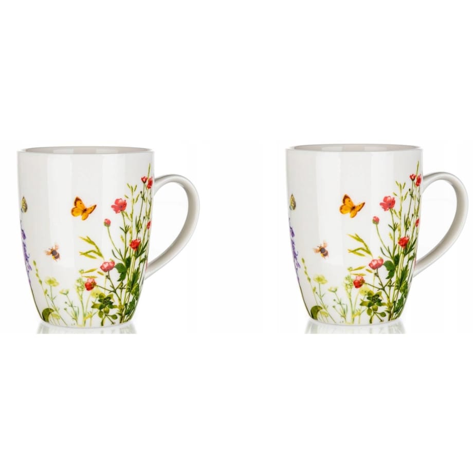 KUBEK W KWIATY ŁĄKA 2 x 310 ml NA NAPOJE KAWĘ HERBATĘ prezent upominek dar