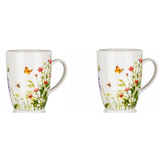 KUBEK W KWIATY ŁĄKA 2 x 310 ml NA NAPOJE KAWĘ HERBATĘ prezent upominek dar