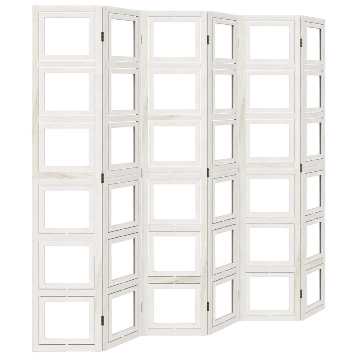 vidaXL Parawan pokojowy, 6-panelowy, biały, lite drewno paulowni