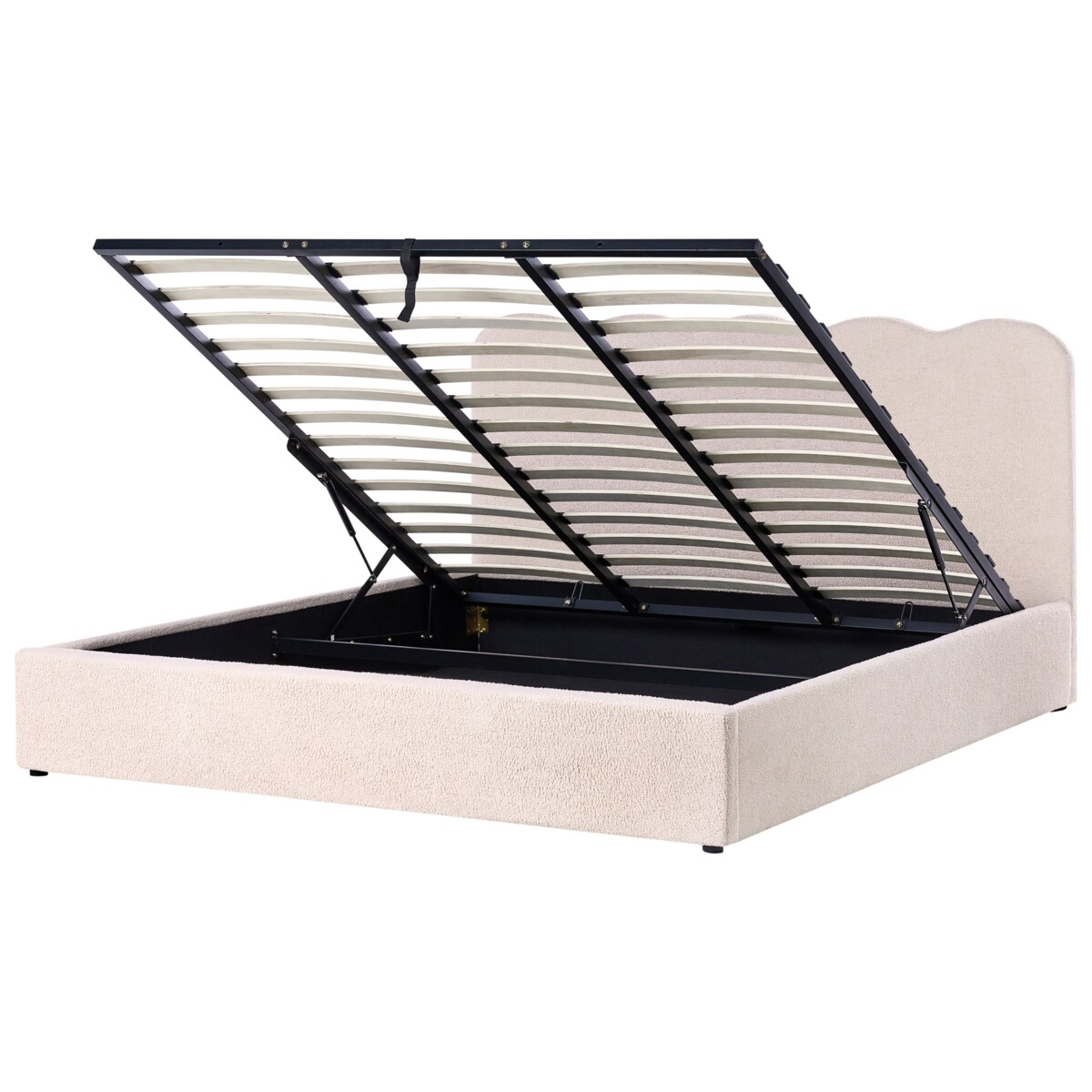 Łóżko z pojemnikiem Boucle NANTERRE 180 x 200 cm Beżowy